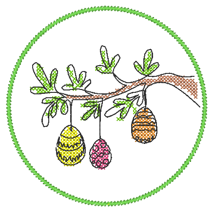 Stickdatei 16 Untersetzer Ostern - Single Line - Sewando