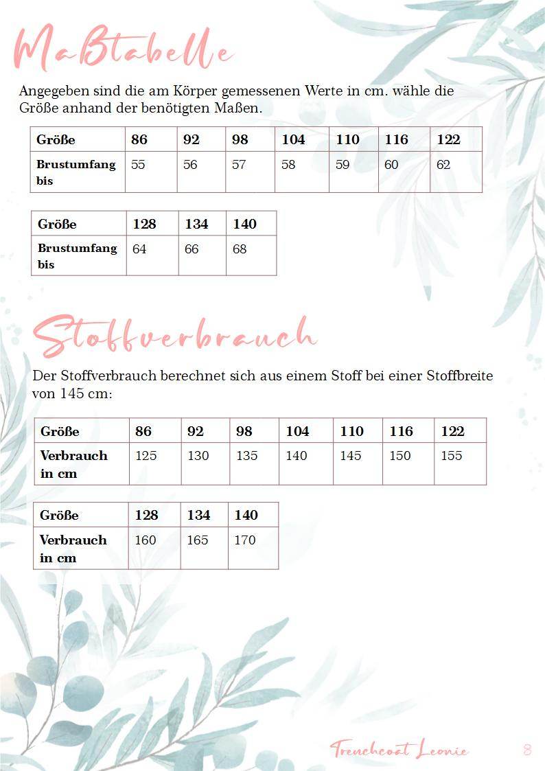 Schnittmuster Trenchcoat Leonie Gr. 86-140 - Sewando