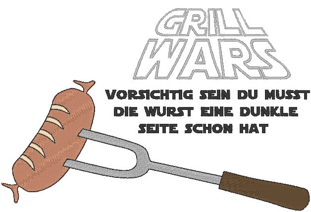 Stickdatei - GRILL WARS (Doodle-Applikation & Vollstick) - Sewando
