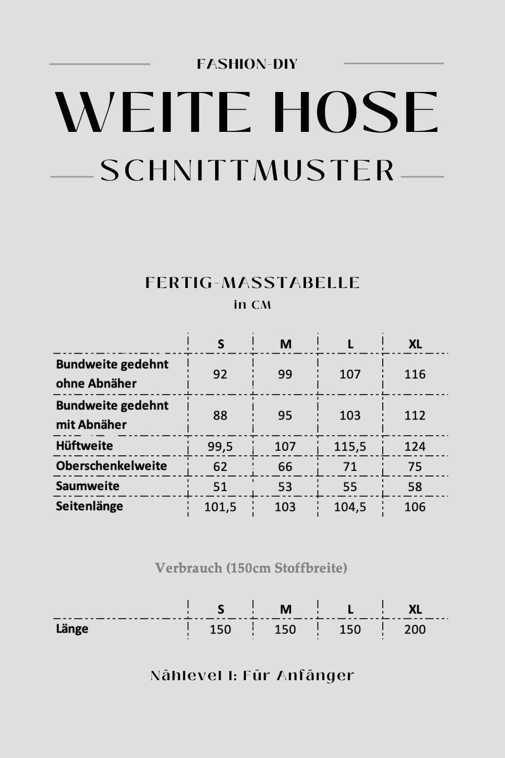 E-Book und Schnittmuster | Weite Hose S-XL - Sewando
