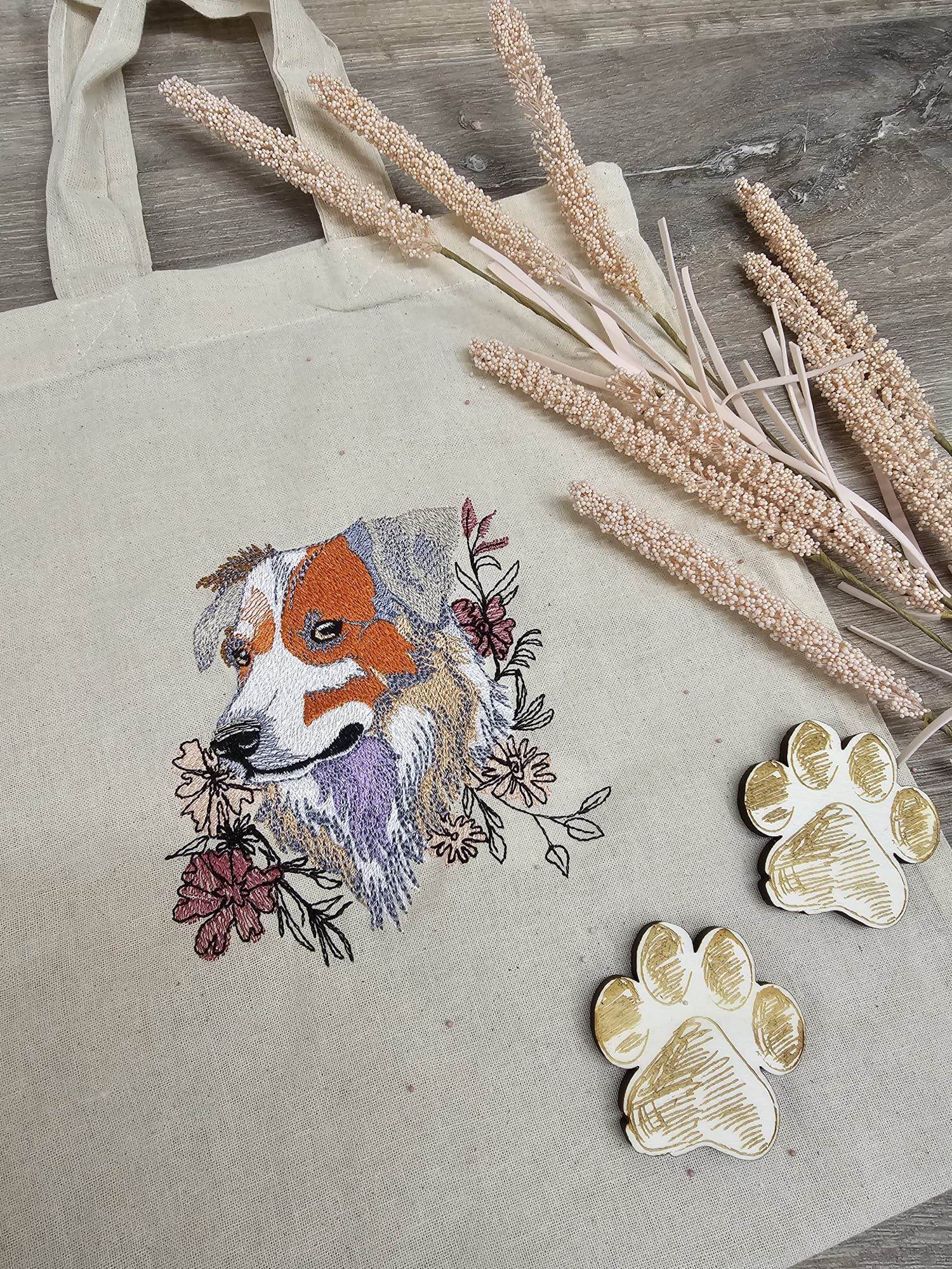 Hund Stickdatei – treuer Blick und Blumenzauber für deine Stickmaschine - Sewando