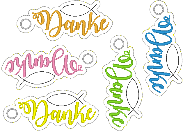 Stickdatei - Anhänger DANKE Fisch / ICHTYS - Sewando