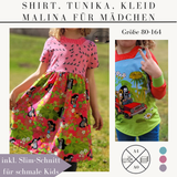 Schnittmuster Shirt, Tunika & Kleid Malina für Mädchen –   Gr. 80–164