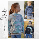 Schnittmuster Raglanhoodie mini MAILO 86/92- 158/164 : - Sewando