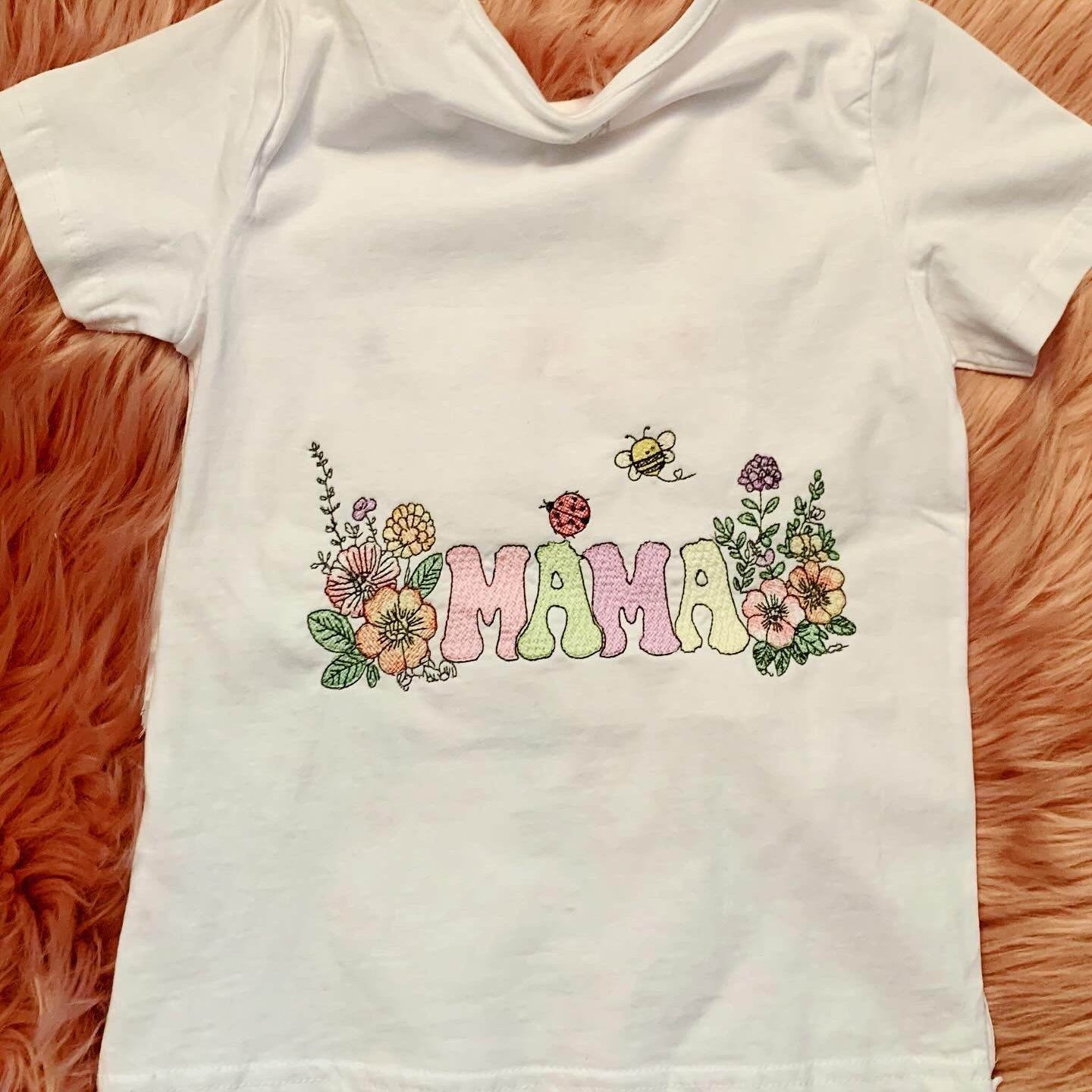 Stickdatei Mama mit Blumen Lineare Art Set 946 - Sewando