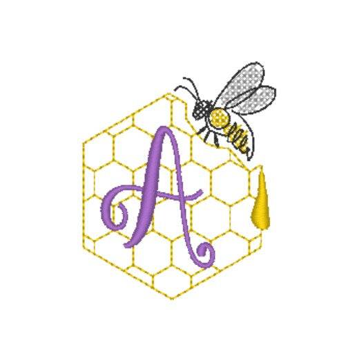 Stickdatei - Bienen-Monogramme A-Z - Sewando