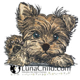 Stickdatei Applikation Yorkshire Terrier Welpe "Benny" - realistisch - FÜR HELLE & DUNKLE STOFFE