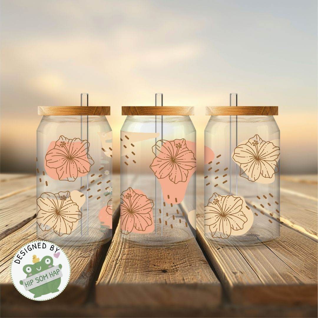 exklusiv bei Sewando: Hibiskus-Pattern in warmen Erdtönen – Florales Sublimationsdesign - Sewando