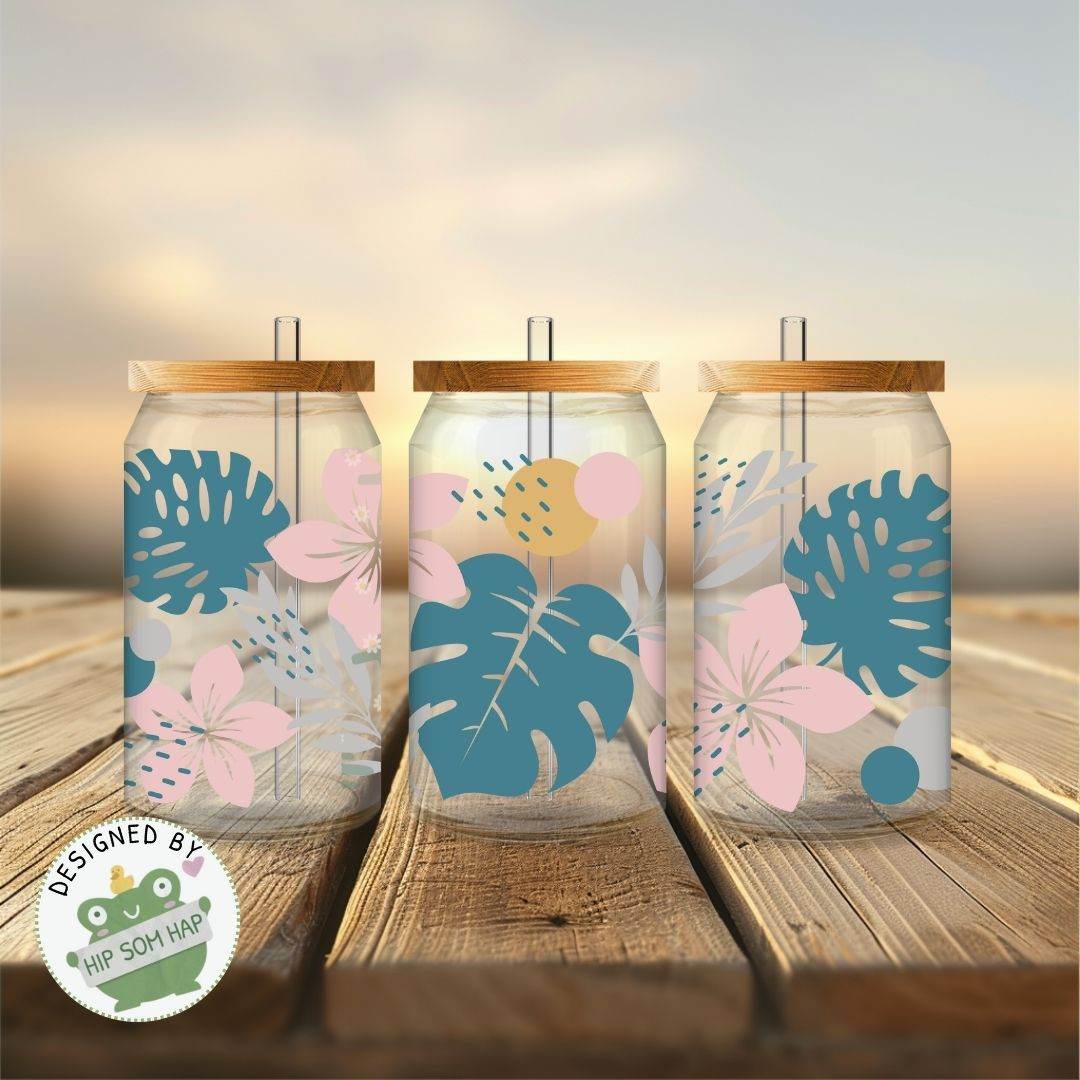 exklusiv bei Sewando: Tropisches Blumen-Sublimationsdesign – Retro Floral - Sewando