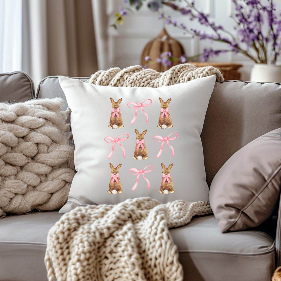 Bügelbild Osterhase mit rosa Schleife – Frühling Design für Shirts & mehr - Sewando
