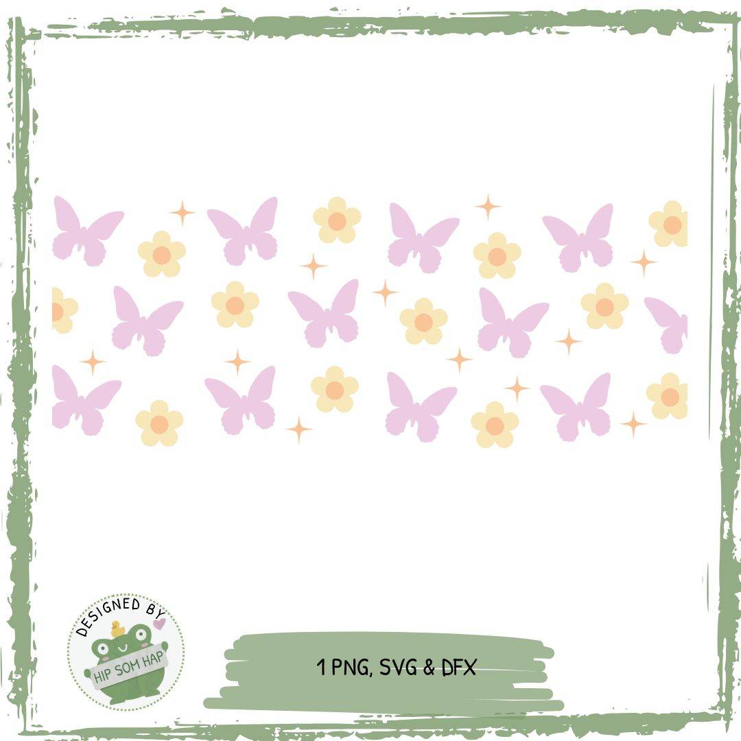 exklusiv bei Sewando: Schmetterlinge & Blumen – Süßes Sublimationsdesign im Pastell-Stil - Sewando