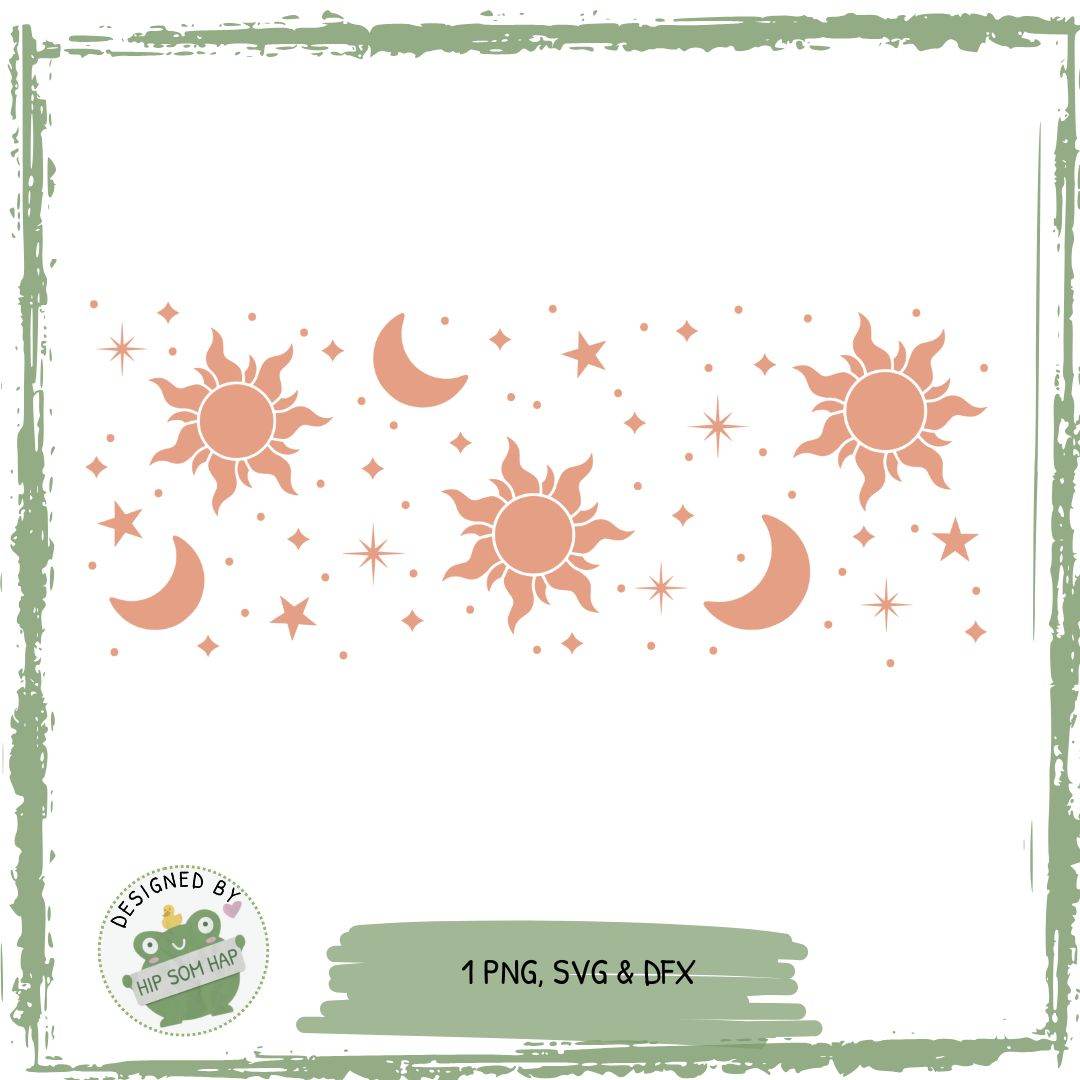exklusiv bei Sewando: Mystisches Boho-Sublimationsdesign – Sonne, Mond & Sterne - Sewando