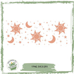 exklusiv bei Sewando: Mystisches Boho-Sublimationsdesign – Sonne, Mond & Sterne - Sewando