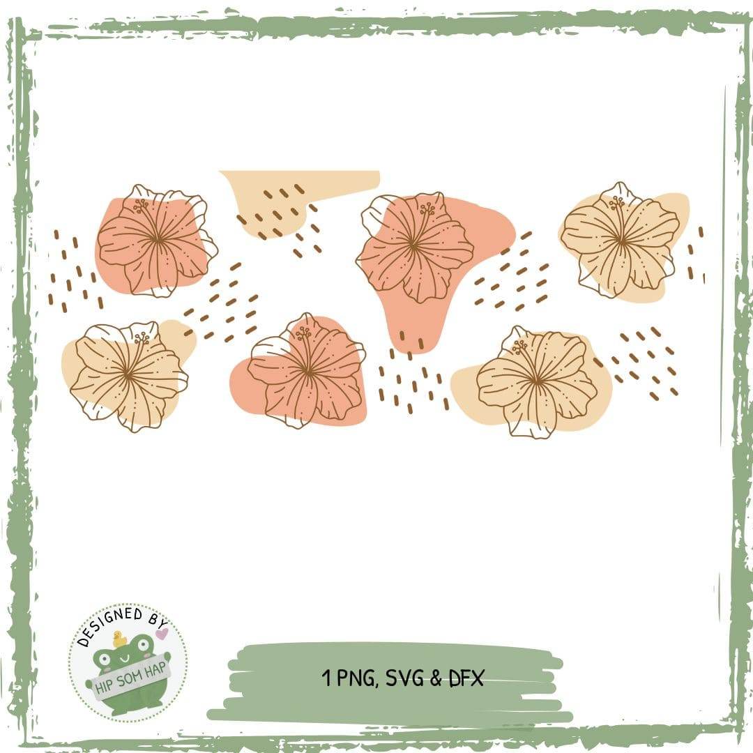 exklusiv bei Sewando: Hibiskus-Pattern in warmen Erdtönen – Florales Sublimationsdesign - Sewando