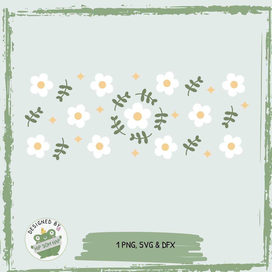 exklusiv bei Sewando. Weißes Blumen- & Blätterdesign – Sublimationsdatei - Sewando
