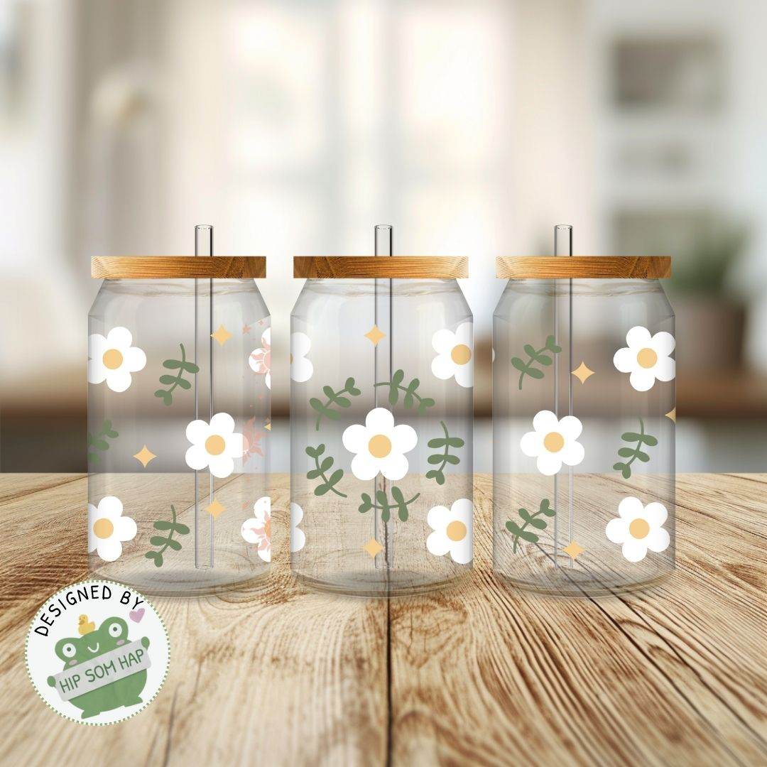exklusiv bei Sewando. Weißes Blumen- & Blätterdesign – Sublimationsdatei - Sewando