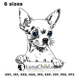 Stickdatei - WENIGER STICHE - Chihuahua "Aage" "- realistisch - FÜR HELLE STOFFE