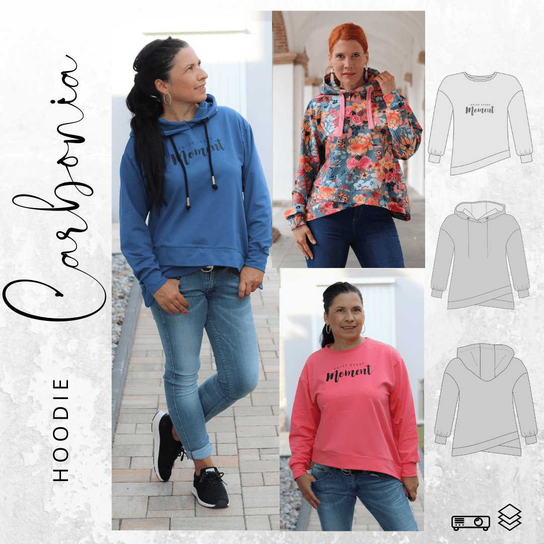 Schnittmuster Hoodie CARBONIA Gr. 32-54 : - Sewando