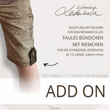 Add ON Schnittmuster Zusatz zur schneidigen Lederhosn: faules Bündchen mit Riemchen zur Hose 1/2 Länge Gr. 56-128