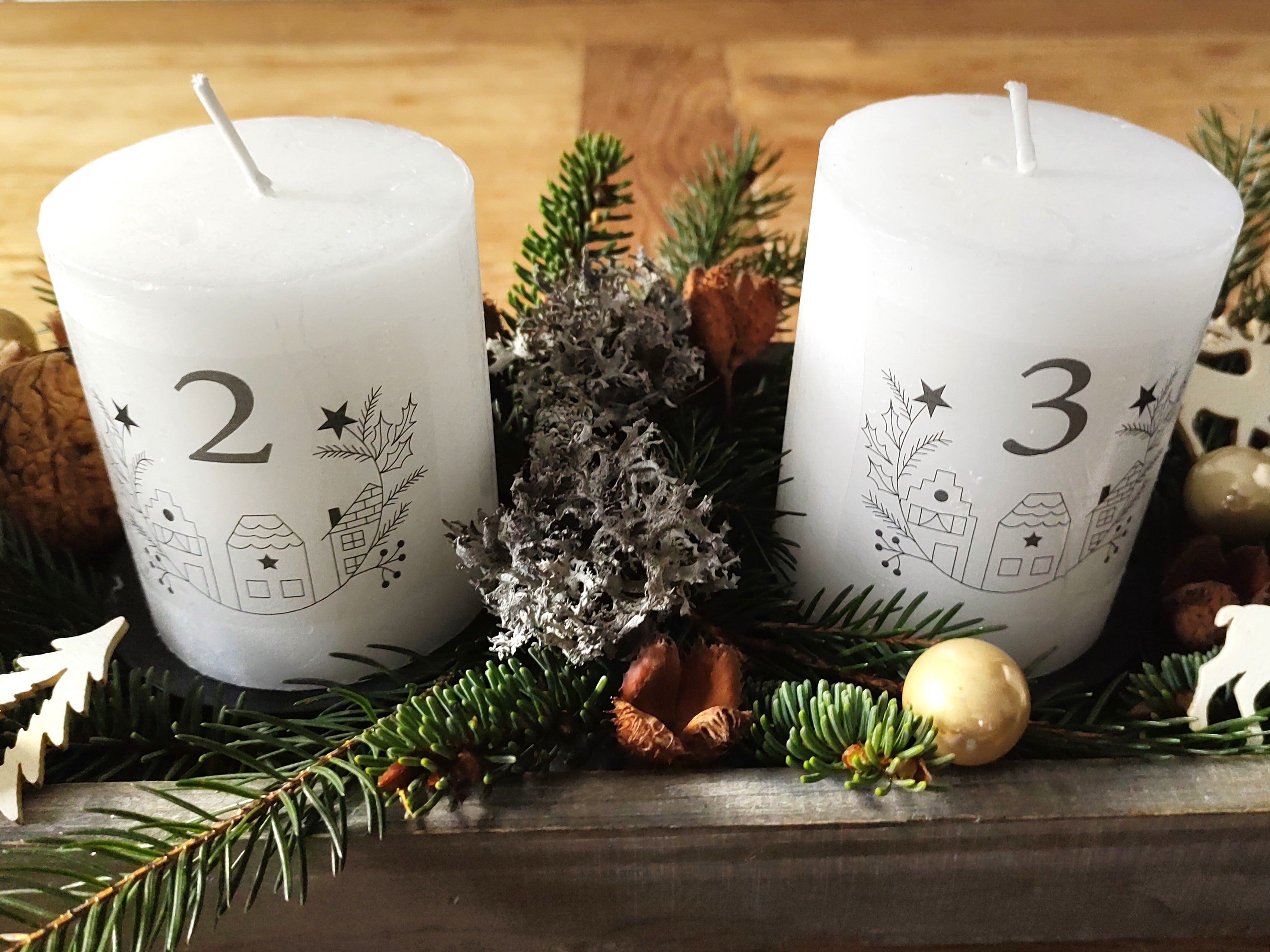 Vorlage für Kerzentattoo Weihnachten pdf Advent Kerzensticker für Wasserschiebefolie - Sewando