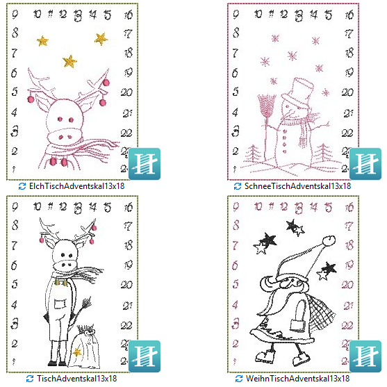 Stickdatei ITH Adventskalender Tischadventskalender togo Weihnachten Advent - Sewando