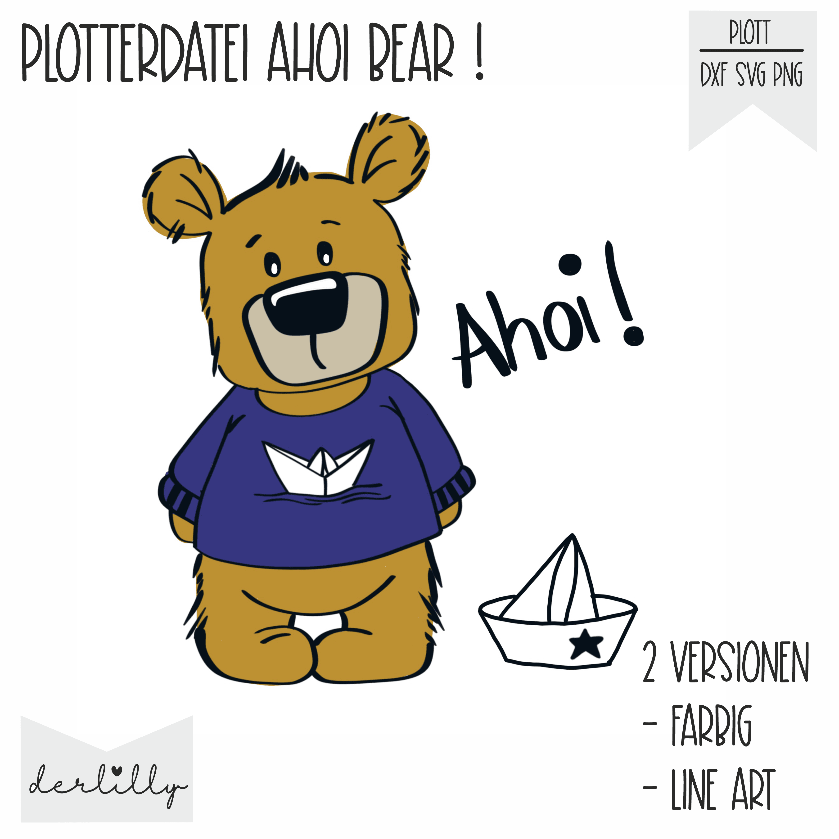 Plotterdatei Ahoi Bear - Sewando