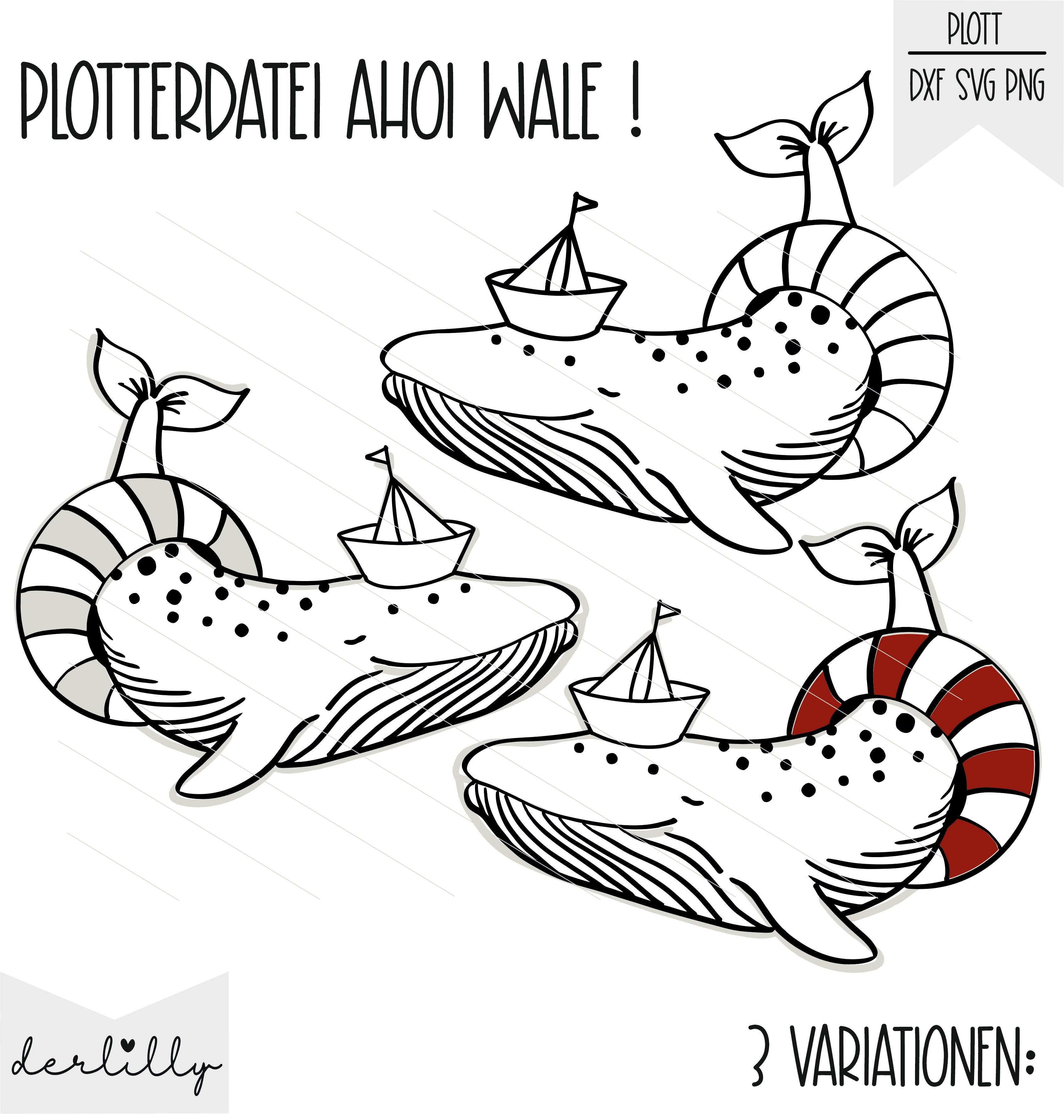 Plotterdatei Ahoi Whale - Sewando