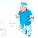 Baby Nähmuster Digitaler Download Neugeborenen Cardigan Strampler Set Bärenmütze Design Komplettes Schnittmuster Set Mehrere Größenoptionen Herz Stern Details PDF Format Sofortiger Zugriff DIY Baby Kleidung Anleitung Perfektes Handgemachtes Geschenk Unverzichtbar