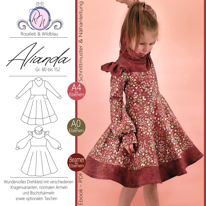 Schnittmuster Kleid Alianda Gr. 80 bis 152 - Sewando