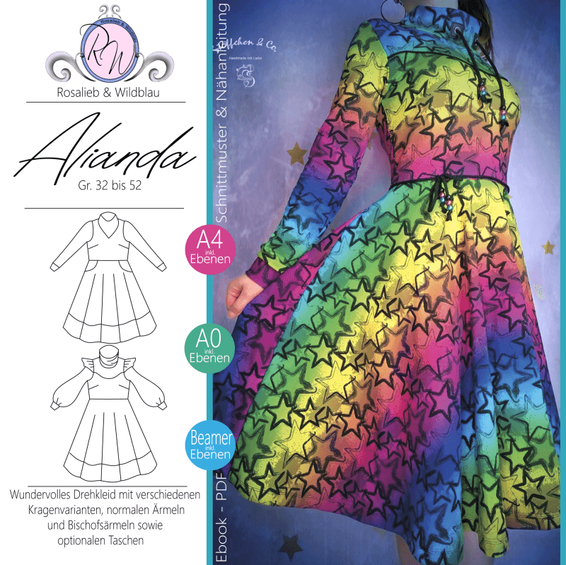 Schnittmuster Kleid Alianda Gr. 32 bis 52 - Sewando