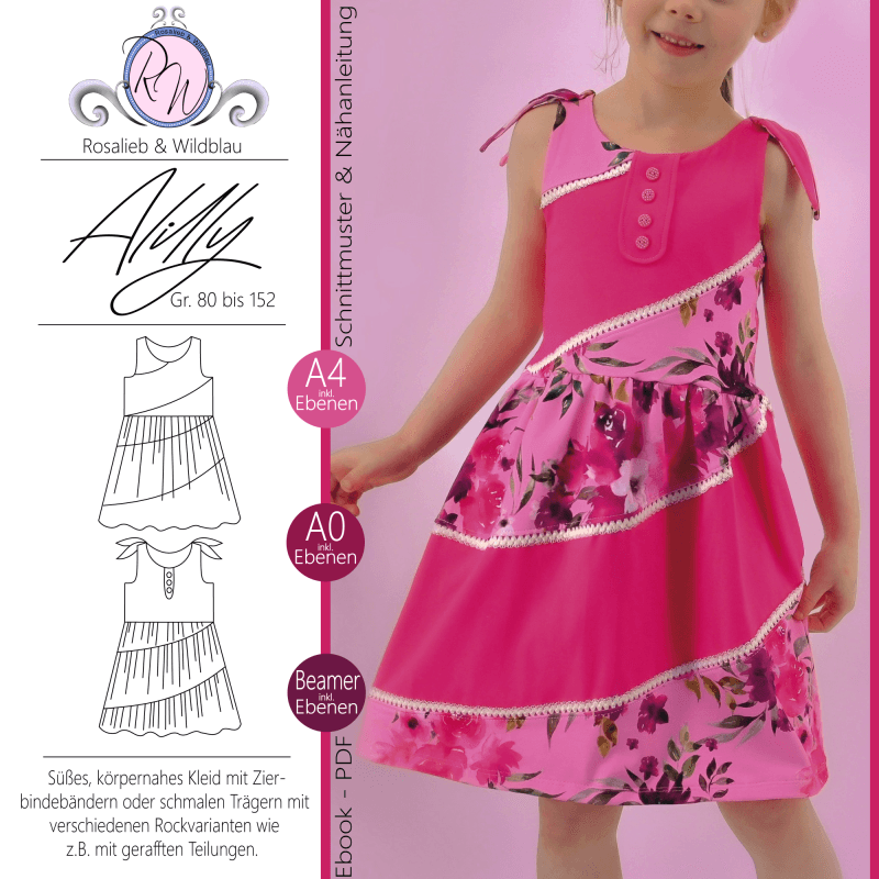 Schnittmuster Kleid Alilly Gr. 80 bis 152 - Sewando