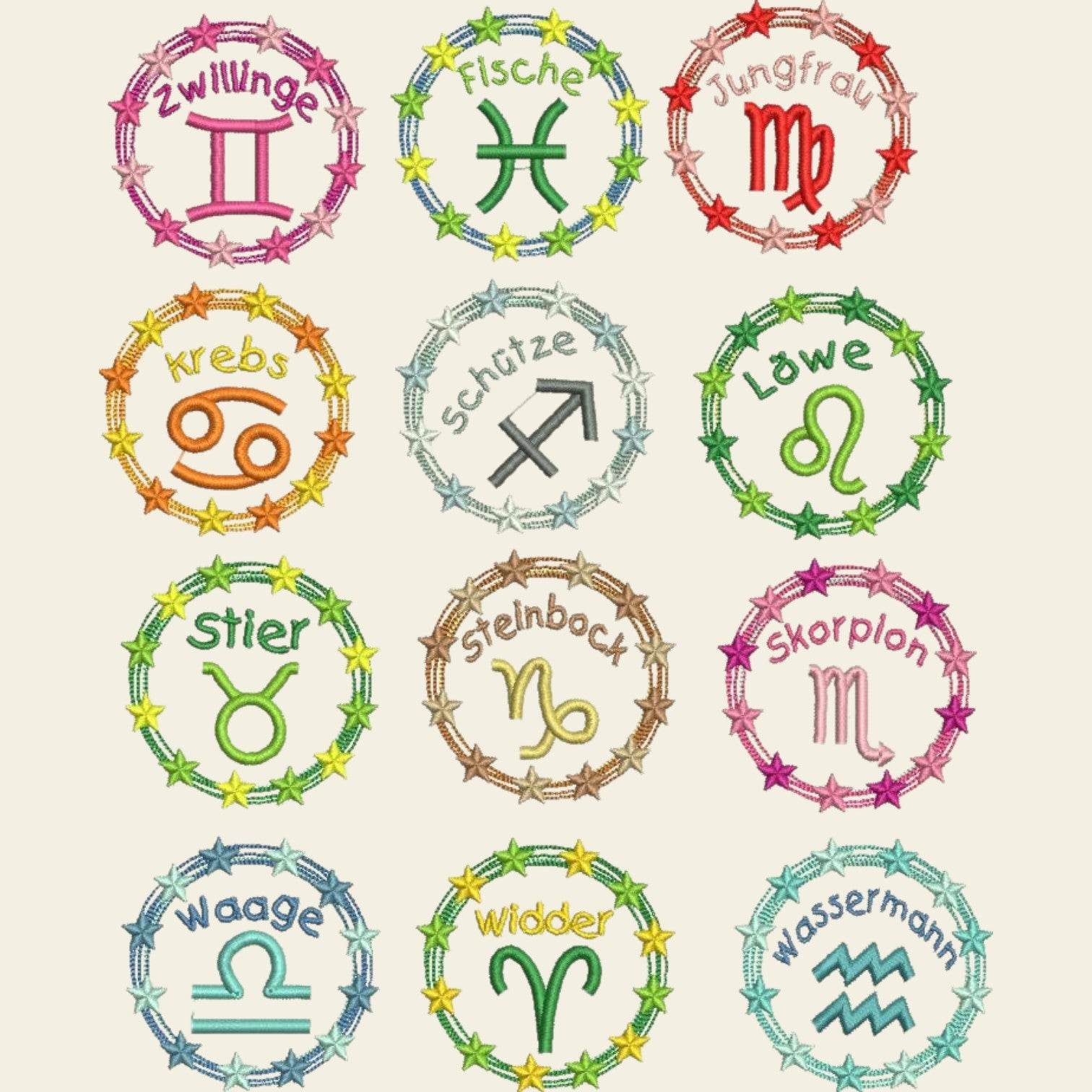 Stickdatei Sternzeichen Horoskop Button Set 561/1 - Sewando