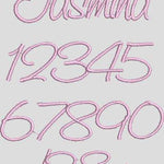 Stickdatei Buchstaben Zahlen Set 630 Schreibschrift ab ca. 25mm - Sewando