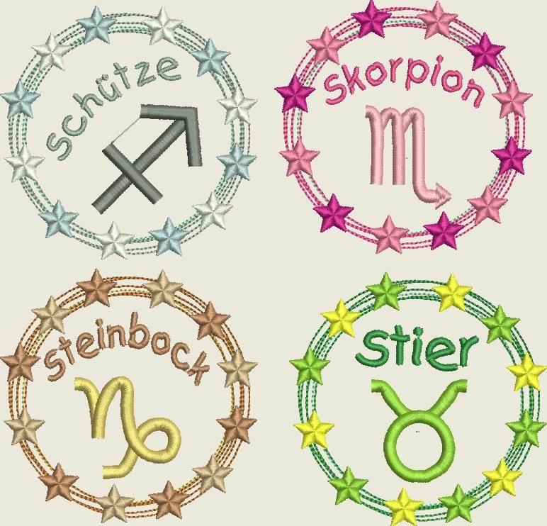 Stickdatei Sternzeichen Horoskop Button Set 561/1 - Sewando