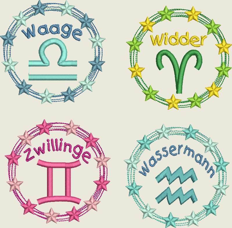 Stickdatei Sternzeichen Horoskop Button Set 561/1 - Sewando