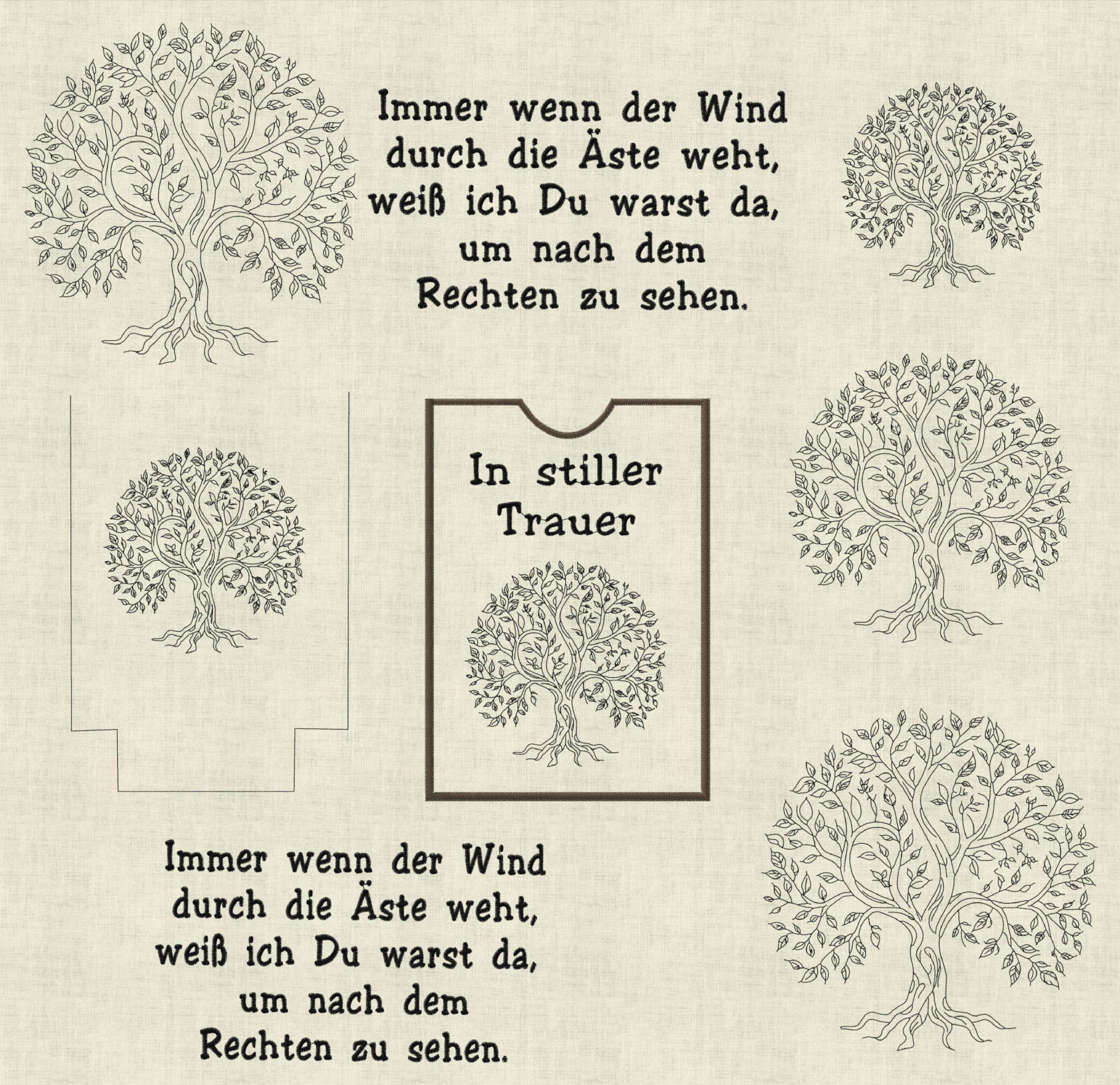 Stickdatei Trauer Lebensbaum Baum Set 970 - Sewando