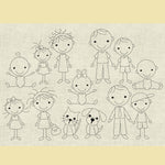Stickdatei Strichmännchen Familie Set 196 - Sewando