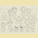 Stickdatei Strichmännchen Familie Set 196 - Sewando