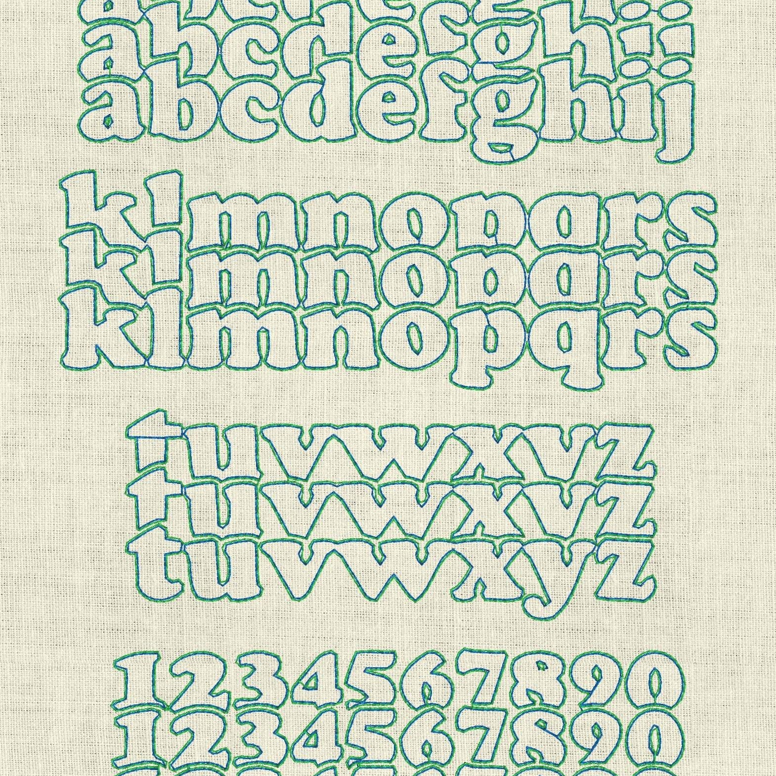 Stickdatei 3D Triple Schrift ca. 9,5cm Trapunto Set 987 - Sewando