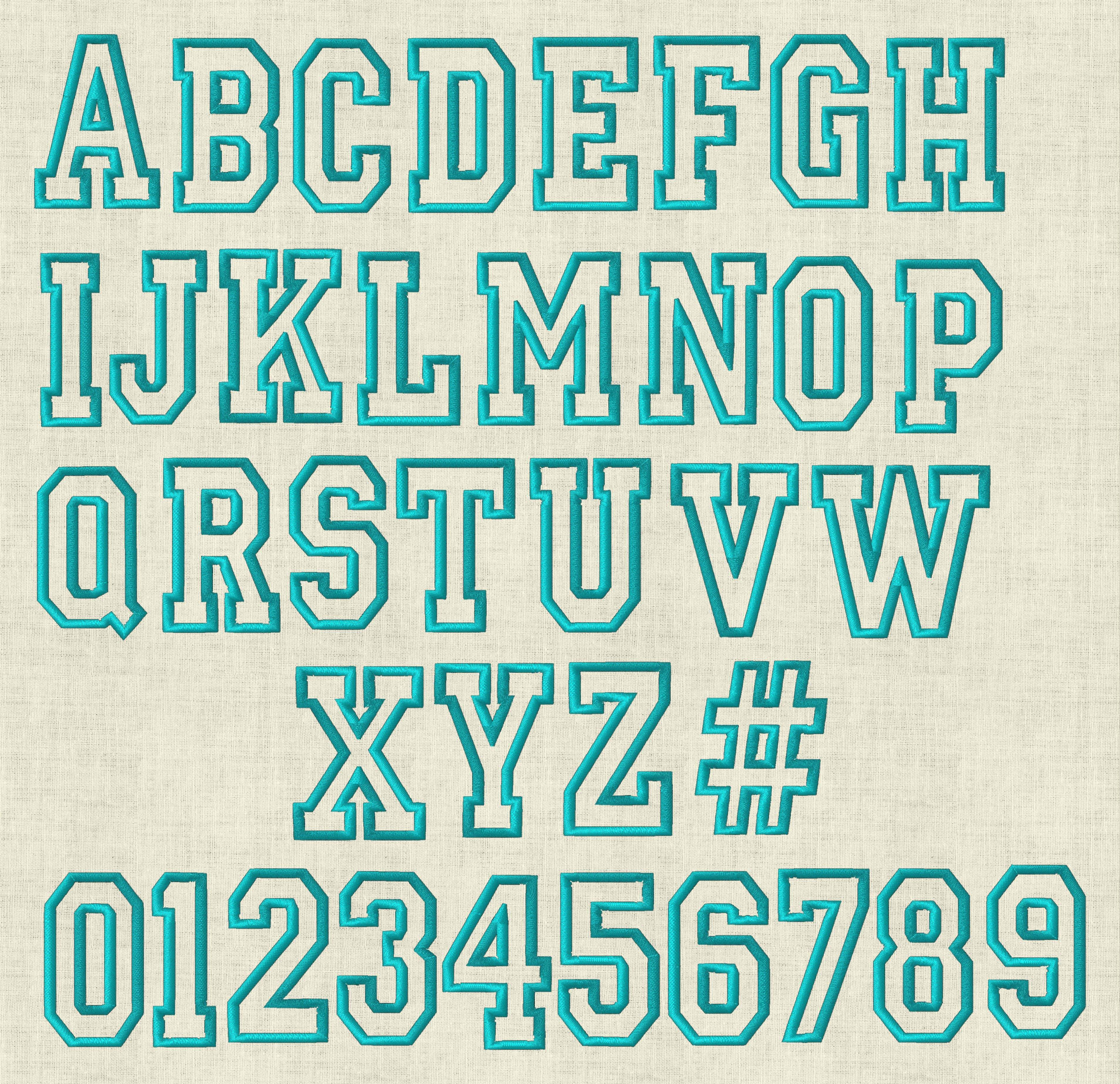 Stickdatei 3D Applikation Schrift ca. 50mm Set 978 - Sewando