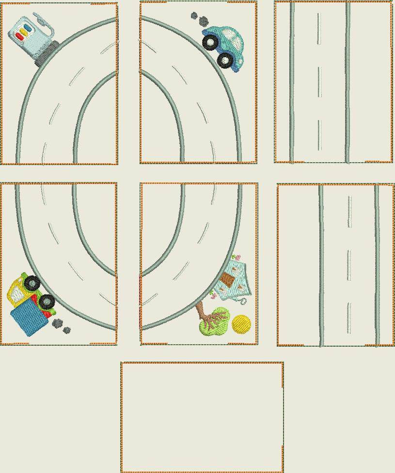 Stickdatei Auto Rennbahn /Spielteppich Set 262 - Sewando