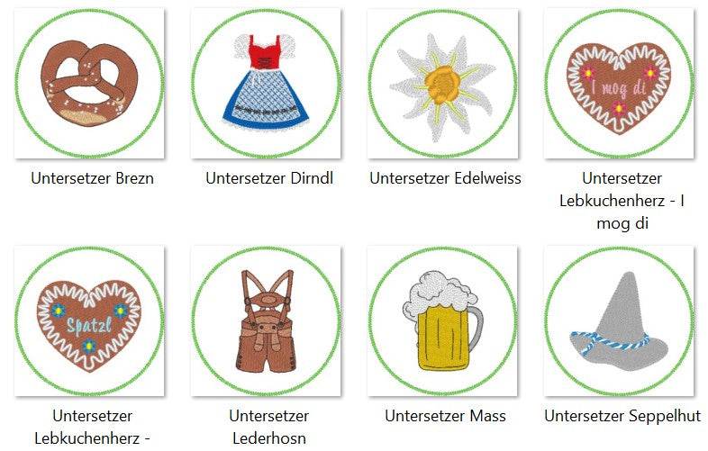 Stickdatei - Untersetzer Wies´n (Münchner Volksfest) - Sewando