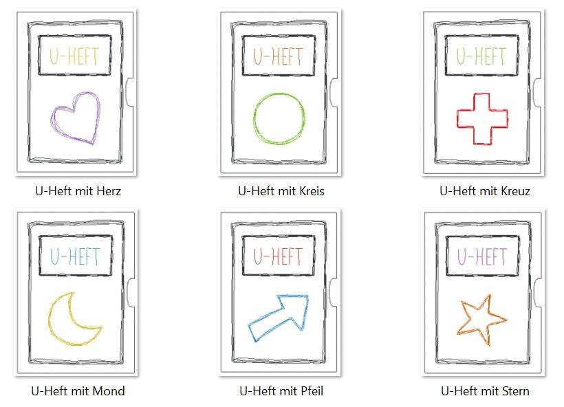 Stickdatei - SCRIBBLE U-Heft Hüllen mit 6 Motiven - Sewando