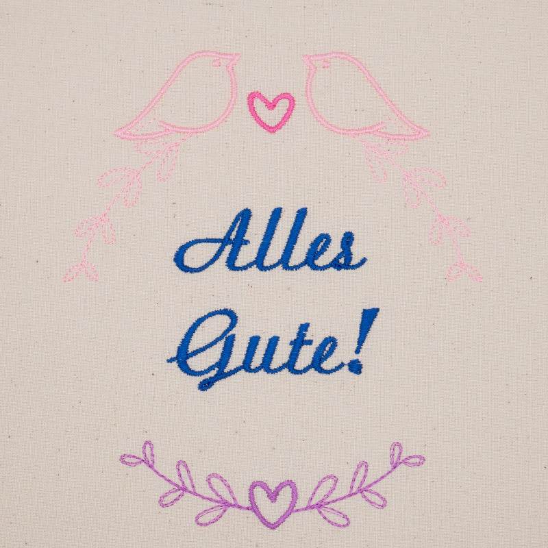 Stickdatei Set Rahmen und Schriftzüge Danke, Viel Glück, Für Euch, Für Dich, Herzlichen Glückwunsch, Frohe Weihnachten - Sewando