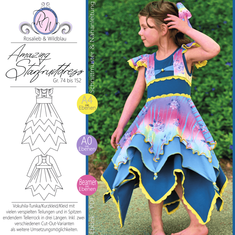 Schnittmuster AmazingStarfruitDress Gr. 74 bis 152 - Sewando