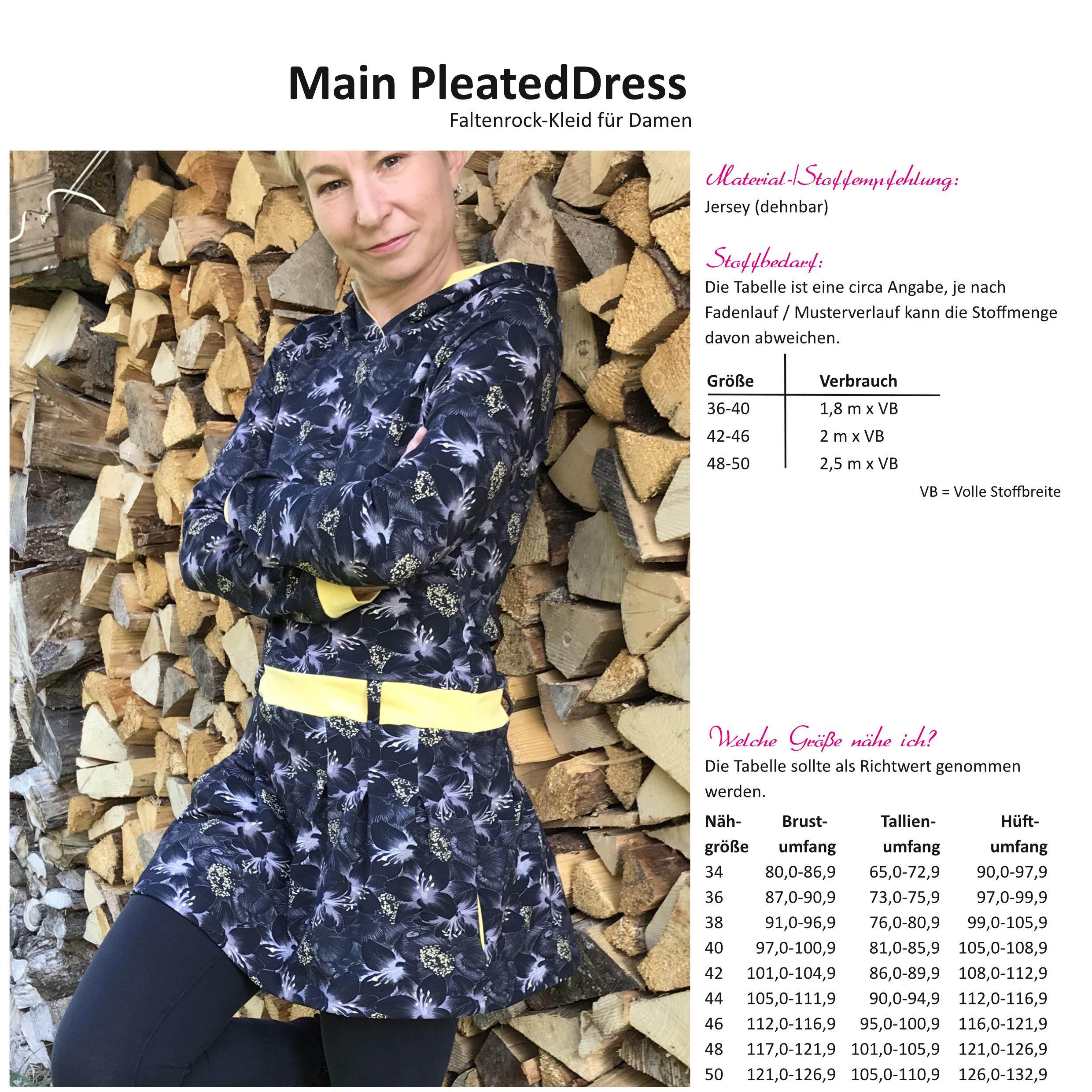 Schnittmuster Main PleatedDress - Damenkleid mit Faltenrock - Gr. 34-50 - Sewando
