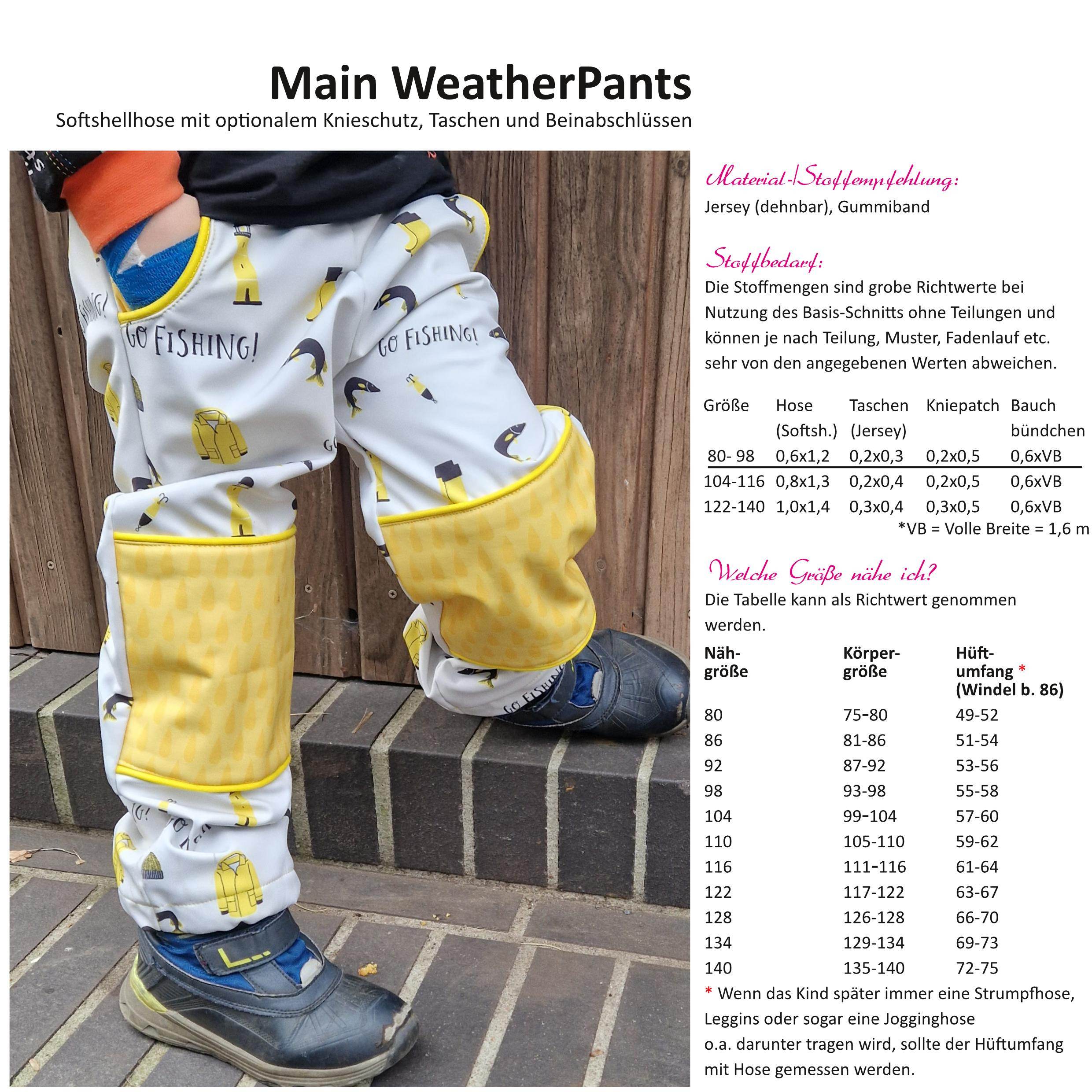 Schnittmuster Main WeatherPants- Softshellhose - Gr. 80-140 - Sewando