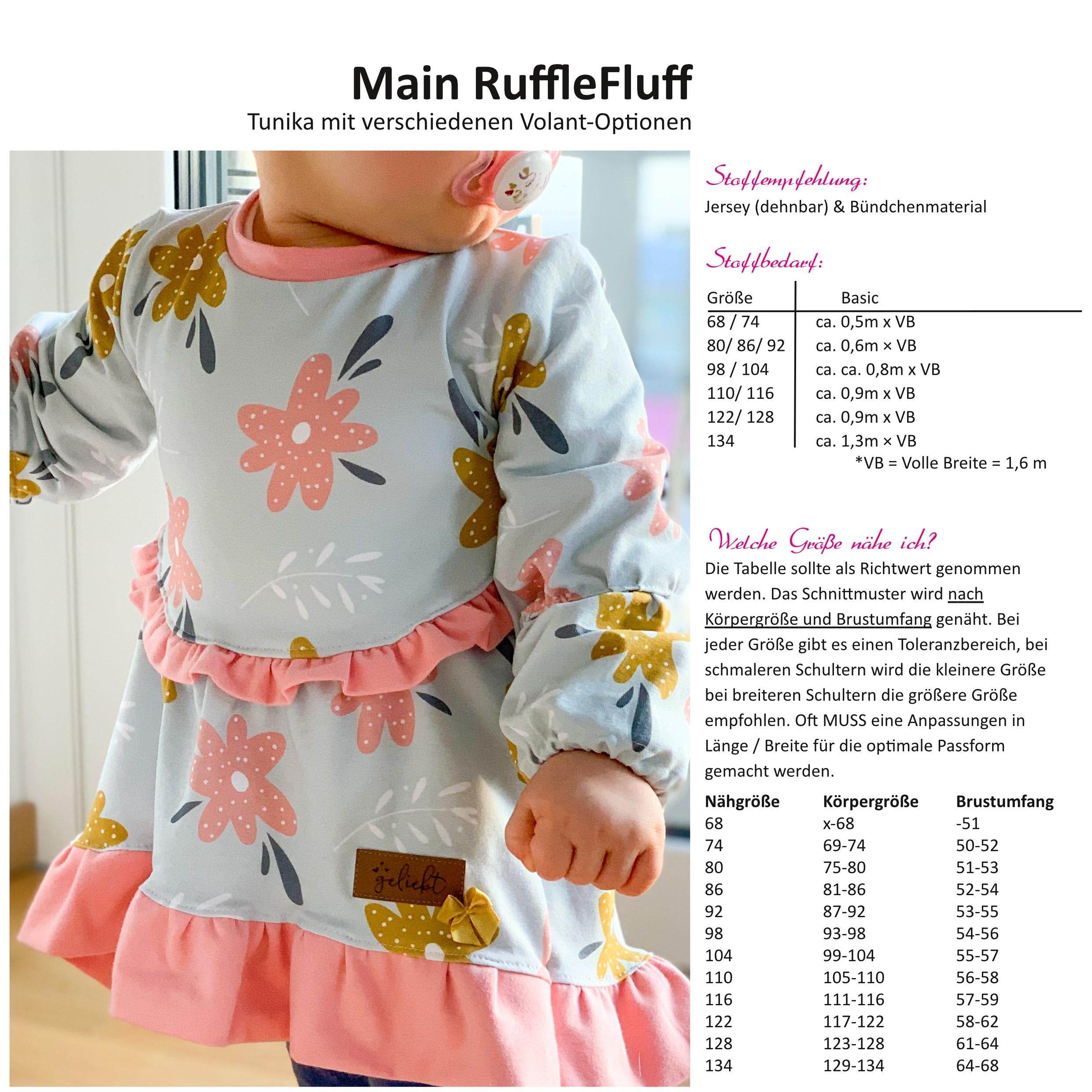 Schnittmuster Main RuffleFluff - Mädchentunika - 80-134 - Sewando