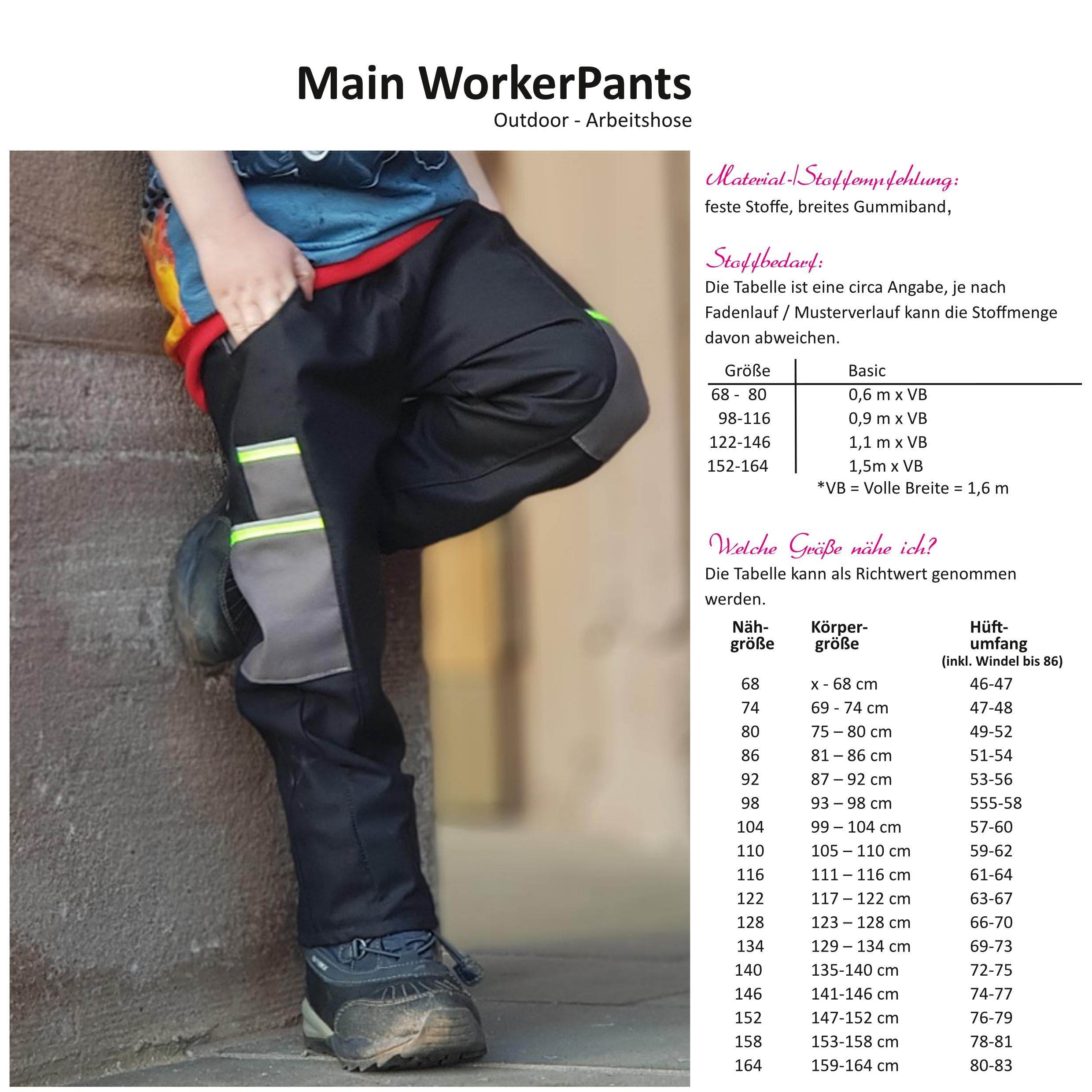 Schnittmuster Main WorkerPants - Arbeitshose/Outdoorhose - 68-164 - Sewando