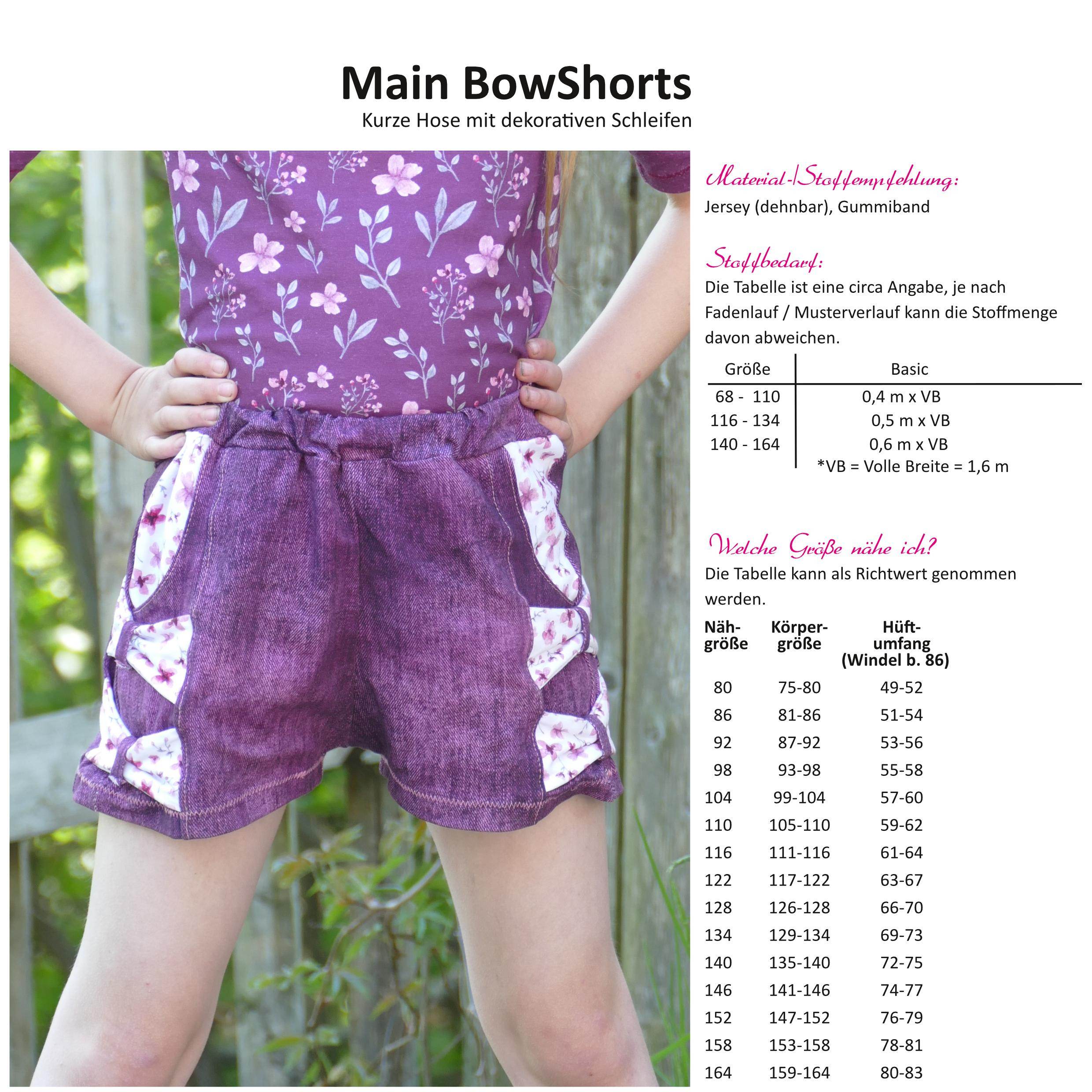 Schnittmuster Main BowShorts - Schleifenhose - 80-164 - Sewando